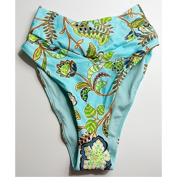 Aerie • NWT Blue Floral High-Waisted Bikini Bottom - Picture 1 of 6